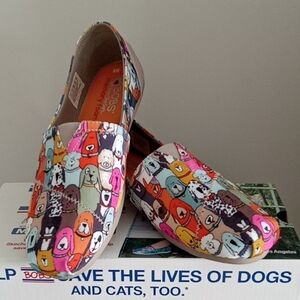 BOBS from Skechers Women's Multicolor Dog Print Slip-On Flats